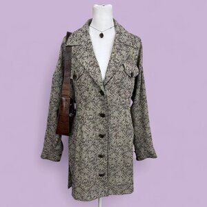 vintage 90s gray beige floral cottagecore whimsygoth light weight shirt jacket